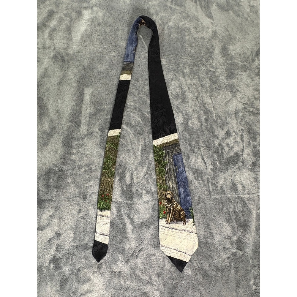 Endangered Species The Sentry Jessica Holm Dog Silk Necktie Vintage 1998 Art Tie